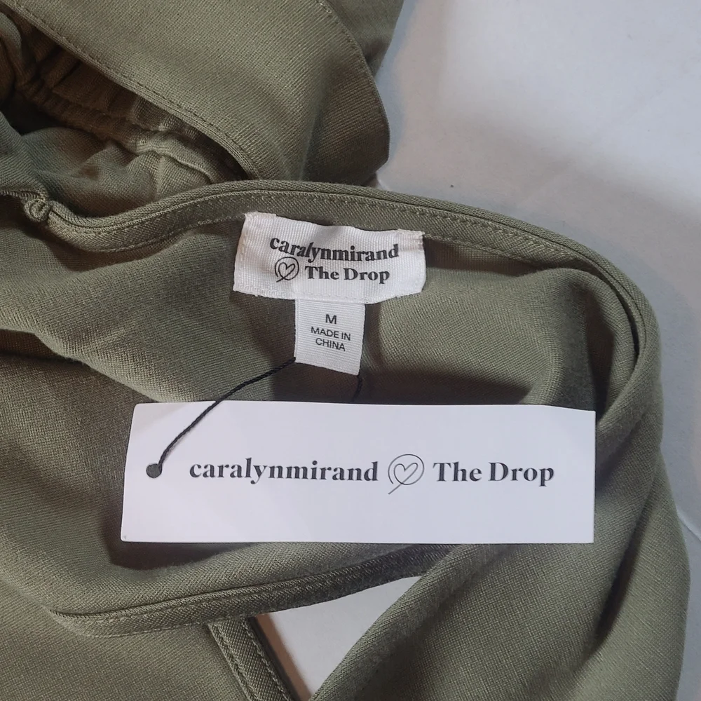 The Drop Elegant Caralynmirand Sleeveless Belted M Olive Green  Jumpsuit NWT - Picture 6 of 13